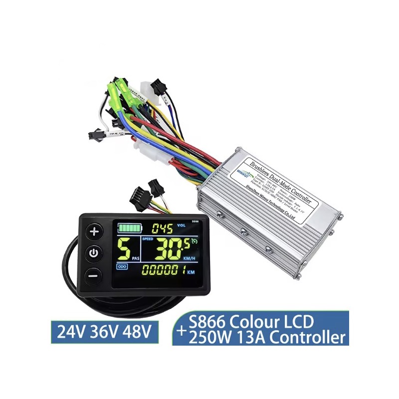 Kit controler și afișaj S866 pentru bicicletă electrică - 24v, 36v, 48v - 250w, 350w 500w 13a, 15a, 22a  - 1 Høypålitelig børste
