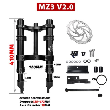 Monorim MZ3 2.0 front suspension with 160mm brake disc for Segway ZT3 electric scooter  - 1  