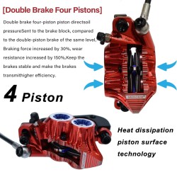 Complete Monorim EB01 4-piston hydraulic brake kit - levers, calipers, cable and brake disc Monorim - 4 Complete Monorim EB01 4-