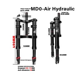 Monorim MD0 Air Hydraulic etuhaarukan jousitus 490mm x 165mm  - 2 
Sopivuus: yhteensopiviin Monorim MD0 etuhaarukka-asennuksiin;