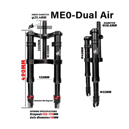 Perednyaya podveska Monorim ME0 Dual Air 565mm x 165mm  - 7 
Sovmestimost: perednyaya podveska Monorim ME0 Dual Air 565mm x 165m