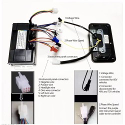 Sinusvags brushless motorstyrning kit 48V 84V 50A 3000W med gasreglage och display  - 12 Produktlista

50A styrenhet + 1 gasregl