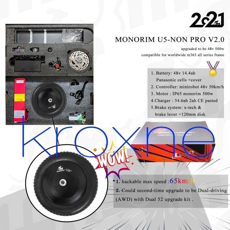 Monorim Pack U5 2.0 para Xiaomi y Ninebot Max series- 48v 14.4ah battery 500w motor Monorim - 30 Pack U5 2.0 para la serie de sc