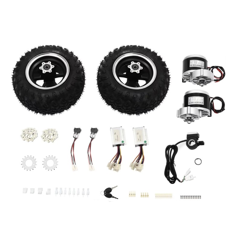 Kit de conversie DIY (2 motoare, controler și accelerație) - Anvelope pneumatice - Go Kart, scaun cu rotile KROXNE - 1  